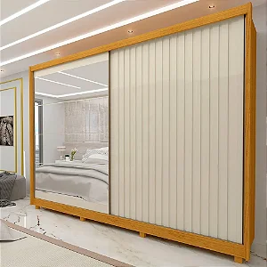 Roupeiro Gelius Apolo 100 % MDF 2 Portas com Espelho e Pes