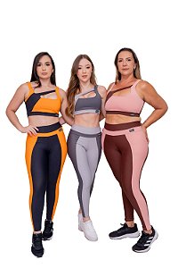 CONJUNTO AMANDA - CALÇA E TOPER BICOLOR