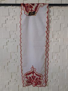 Pano de cabeça vermelho com fio dourado