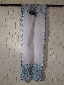 Pano de cabeça azul com fio dourado