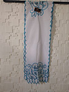 Pano de cabeça azul e fio prata