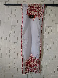 Pano de cabeça vermelho com fio dourado