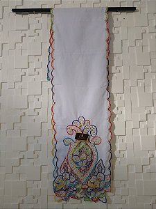 Pano de cabeça colorido com fio dourado