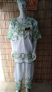 conjunto Masculino Rechilieu verde e fio dourado   3 peças