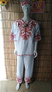 conjunto Masculino Rechilieu Vermelho e fio Dourado 3 peças simbolo machado