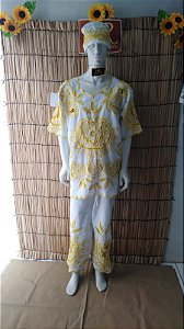 conjunto Masculino Rechilieu Amarelo e fio dourado 3 peças