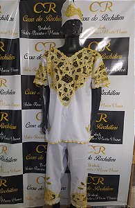 conjunto Masculino Rechilieu Amarelo e fio dourado 3 peças