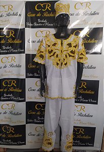 conjunto Masculino Rechilieu Amarelo e fio dourado 3 peças