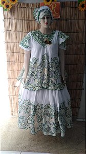 Baiana Rechilieu  verde e fio dourado   6 peças