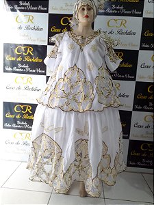 Baiana Rechilieu  Marrom e fio dourado   6 peças