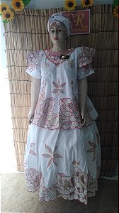 Baiana Rechilieu Vermelho e fio dourado  6 peças