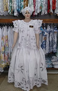 Baiana Rechilieu Branca e fio prata 6 peças