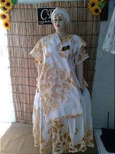 Baiana Rechilieu Amarelo e fio Dourado6 peças