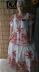 Baiana Rechilieu Vermelho e fio Dourado6 peças