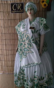 Baiana Rechilieu Verde e fio Dourado  6 peças