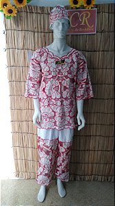 Conjunto Masculino Rechilieu Vermelho e fio Dourado  3 peças