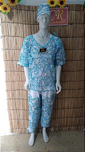 Conjunto Masculino Rechilieu Azul  e fio Prata   3 peças