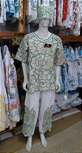 Conjunto Masculino Rechilieu  Verde e fio dourado    3 peças