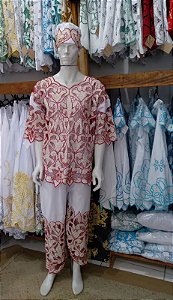Conjunto Masculino Rechilieu  Vermelho  e fio dourado    3 peças