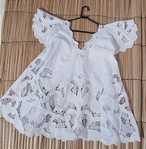 Bata bordado bordado branco