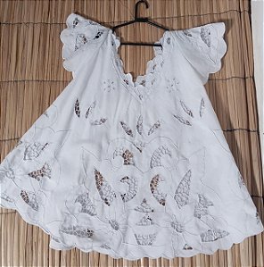 Bata bordado bordado branco