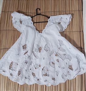 Bata bordado bordado branco