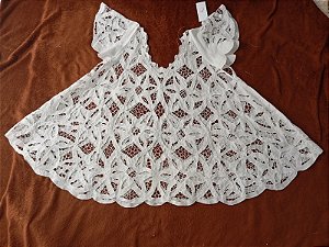 bata bordado branco peça unica