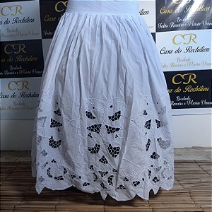 Saia bordada branco 5mt de roda