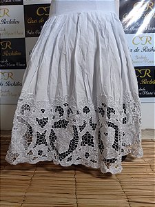 Saia bordada branco com prata 5mt de roda