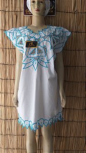 Vestido bordado azul peça unica