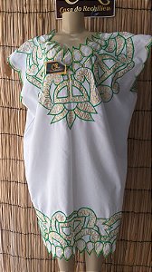 Vestido bordado verde com fio dourado peça unica