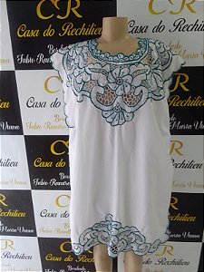 Vestido azul com fio prata peça unica