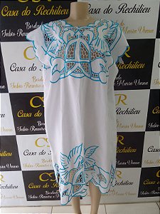 Vestido bordado azul  peça unica