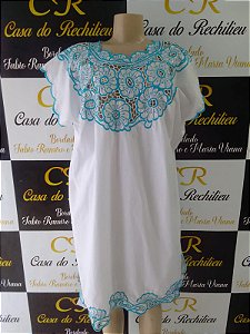 Vestido bordado azul  peça unica