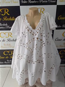 Bata bordado caseado branco