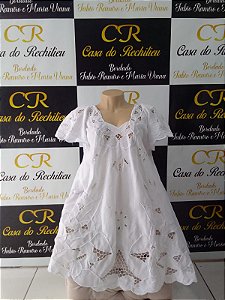 Bata bordado caseado branco