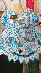 Bata bordado bordado azul