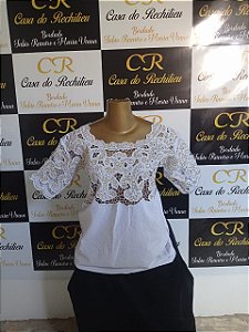 camisu bordado azul com fio prata