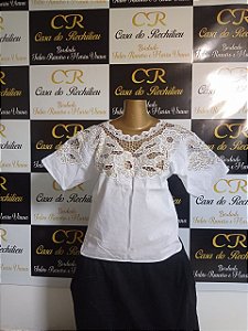 camisu bordado branco com fio dourado