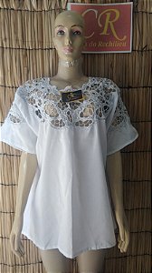 camisu bordado branco com fio prata