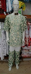 Conjunto Masculino Rechilieu  bordado verde com fio dourado