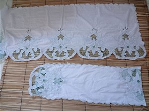Conjunto pano da costa & pano de cabeça azul com fio prata