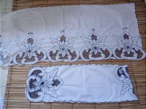 Conjunto pano da costa & pano de cabeça  bordado azul