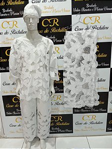 KIT conjunto  masculino 3pçs + Pano da costa bordado branco