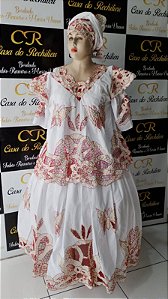 baiana 6 pecas rechilhieu vermelho e fio dourado