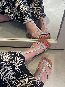 Rasteirinha strass velcro