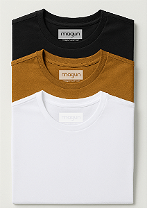 Kit Camisetas Branco Caramelo Preto