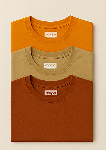 Kit de Camisetas Laranja Verde Musgo Terracota