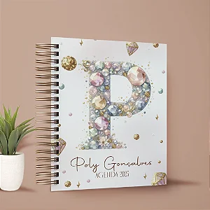 Agenda A5 Alfabeto pedras preciosas personalizável