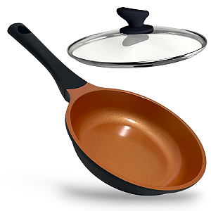 Frigideira 20CM de Ceramica e Indução  - Preto com Terracota